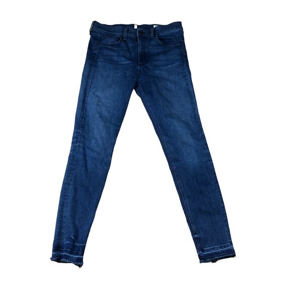 RAG & BONE High Rise Ankle Skinny Denim Jeans Dark Wash Size 29 Alembic Raw Hem - Picture 1 of 8
